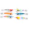 6PCS 10cm Hard Fishing Lure Artificial Wood Shrimp Bait with Octopus Cuttlefish Squid Hooks