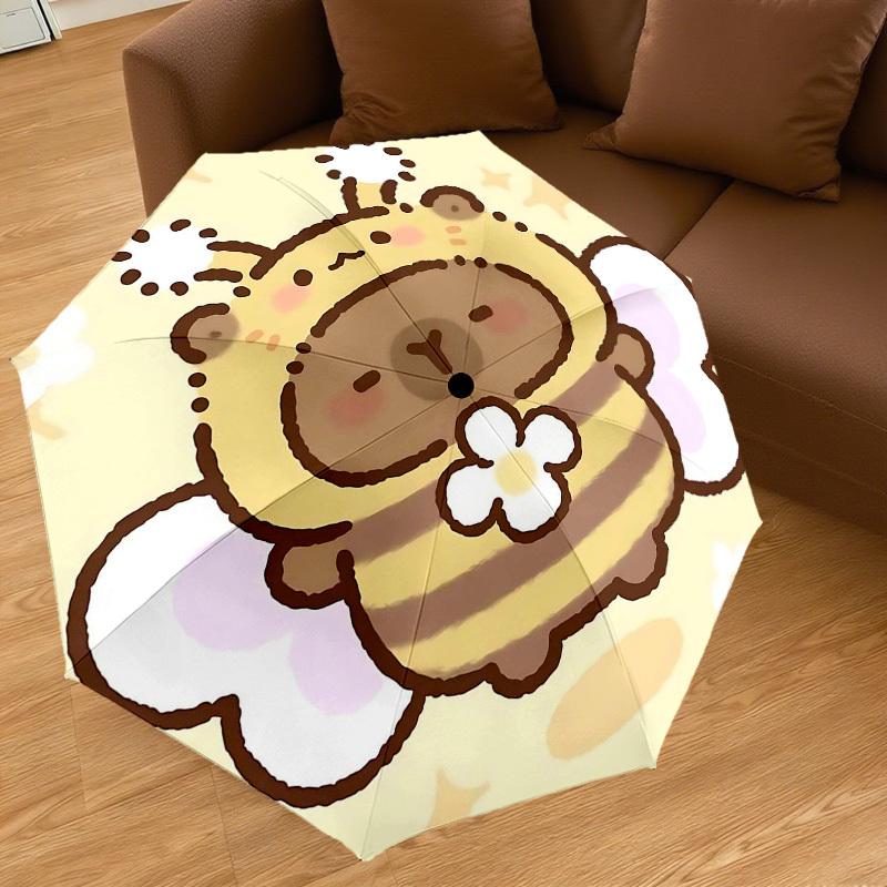 1PC Bee Flower Umbrella-8-Rib Reinforced, Automatic Open, Lightweight & Durable, Cute Fashion Accessory for Outdoor-Y0342