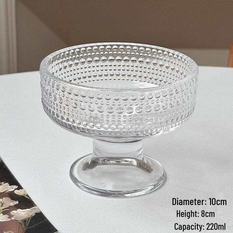 ZISIZ Stemmed Vertical Striped Plastic Dessert Cups