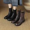 Krazing Pot Микрофибра Осенне-зимняя обувь Толстый средний каблук Размер 43 Ботинки челси Вязаный сзади Эластичные ботильоны