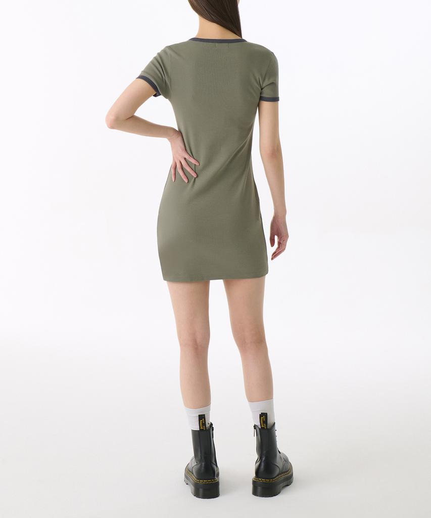 MUSINSA STANDARD WOMAN Женское облегающее мини-платье из джерси с воротником-стойкой [Шалфей/Темно-серый]