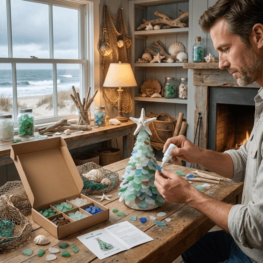 Multi-Color Sea Glass Tree Romantic 3D Christmas Tree Art Kit Kids Gifts