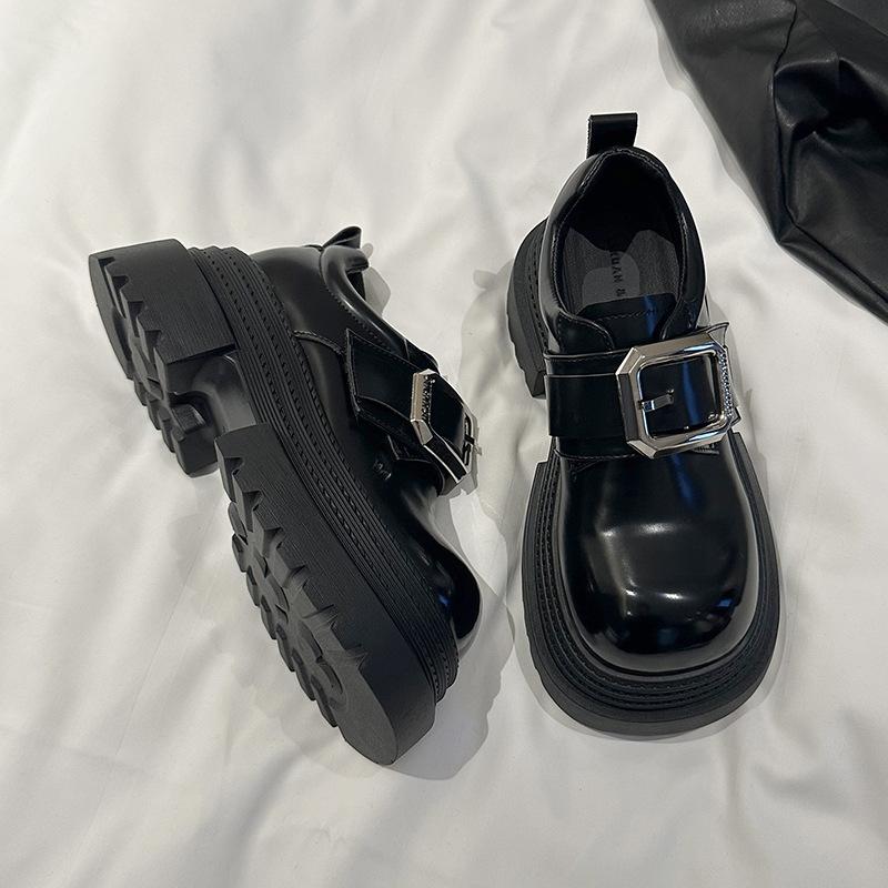 Spring 2025 new British style casual thick heel loafers women's shoes platform sole one pedal small leather shoes single shoes women