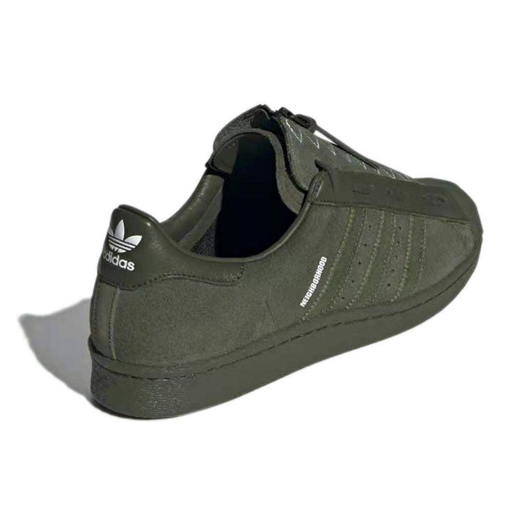 Neighborhood x adidas Superstar 80s Night Cargo Унисекс Кроссовки Зеленый Дикая сосна Облачно-белый GX1401