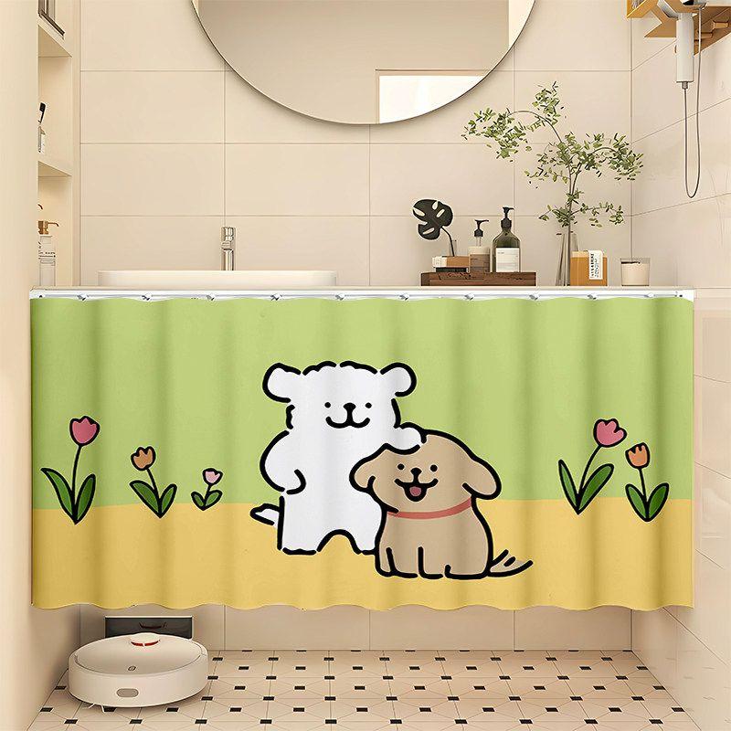 Minimalist Waterproof Bathroom Sink Cover Dustproof Cabinet Curtain Washbasin Partition Home Decor