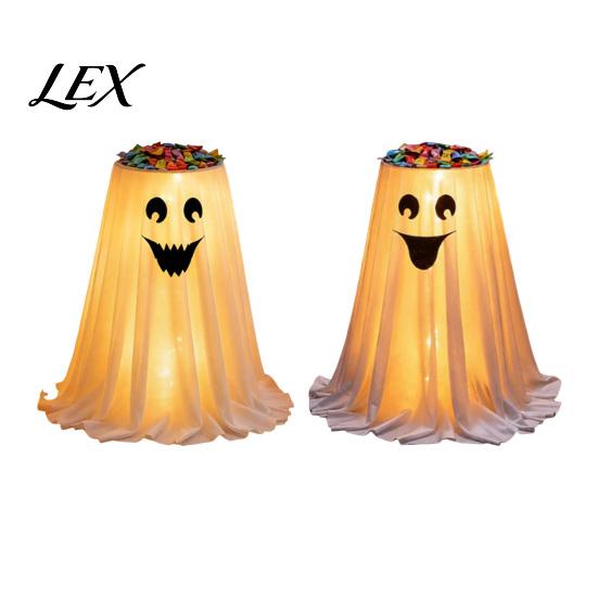 Realistic Spooky Party Decorations Halloween Ghost Candy Bowl Stand with Remote Control, Large LED Lighted Scary Figurine for Cute Holder Front