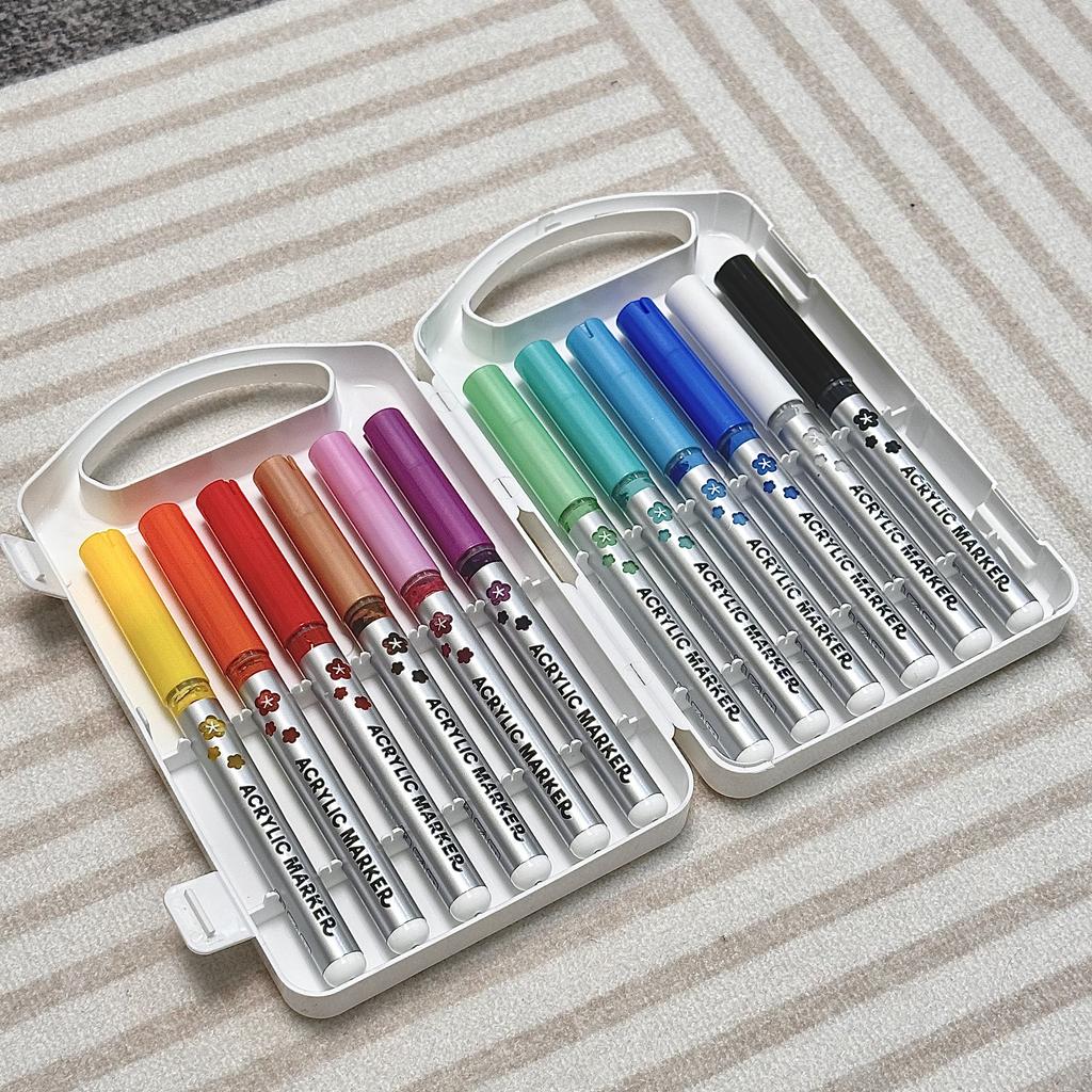 48 цветов Прямые Жидкие Акриловые Маркеры с Мягким Кисточным Наконечником - Не растекаются, Наслаиваемые, для Ткани, Холста, Камня