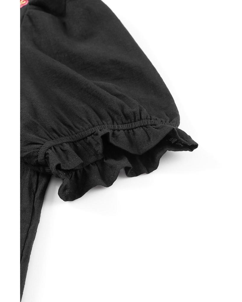 Azura Exchange Блузка с вышитыми воланами и рукавами-фонариками