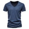 Summer 100% Cotton Elasticity T Shirt Men Casual Soft Fitness Shirt Men T Shirt Tops Tee Shirts V-Neck Short Sleeve Tshirt Men