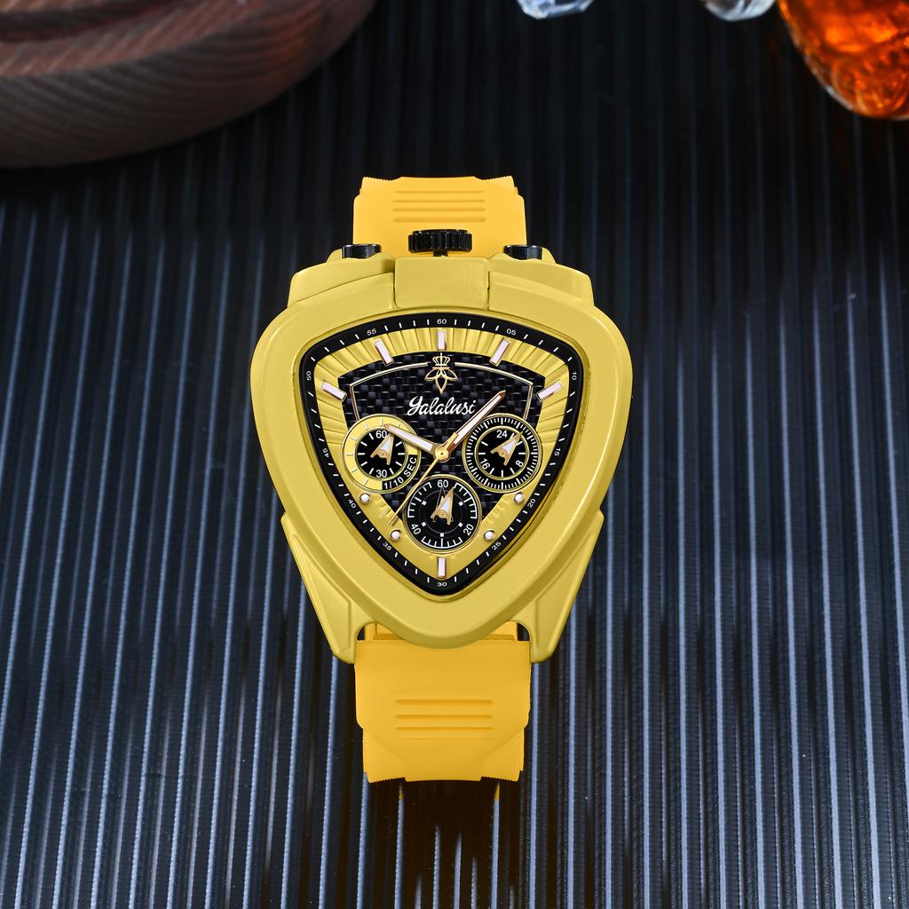 YaLaLuSi Men's Watch: Water-Resistant Quartz Bracelet Watch with Triangular Dial Mechanical Dial Gift Watch for Boys