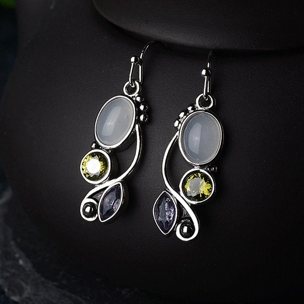 Charm gift Dangle Hook Multi-Gemstone Moonstone Earrings Amethyst Ear Stud Peridot