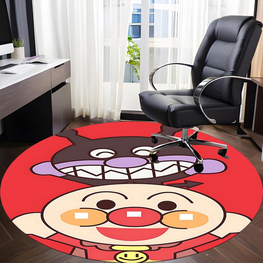 1 шт. Круглый ковер Anpanman для офиса, подходит для офиса, под офисные стулья, спальни, гостиной, домашнего декора, декора комнаты T1224014