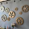 Vintage Gold Wood Wheel Steampunk Gear Sculpture Gear Retro Design Ornaments Bar Pub Wall Decor Cog Rustic Decorative Wood Craft