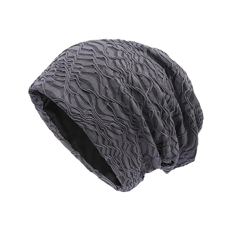 Autumn Winter Windproof Knitted Hat Keep Warm Lace Stripe Beanies for Women Double Layer Thick Heap Heap Cap Fashion Pullover Hat Beanie Cap