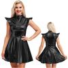 Women's Halloween Party Dress - Shiny Metallic A-line with Mock Neck & Cap Sleeves Fashion Bar Club Wear