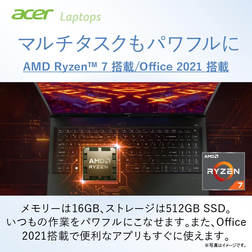 Acer Swift Edge Laptop OLED 120Hz Windows AMD Ryzen 16GB 512GB Fingerprint 6E Office Japanese Keyboard SFE16-43-A76Y/KF, 16.0-inch 3.2K Display, 11,