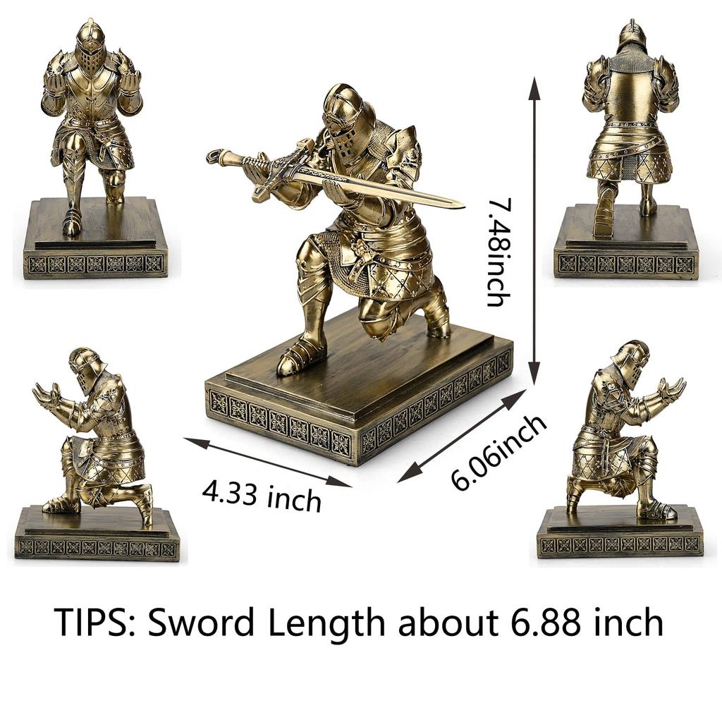 HDMbigmi Kingsguard Knight Pen Holder Pen Stand Desk Organizer and Accessories Resin Pencil Holder with Metal Sword Letter Opener for Office and Home