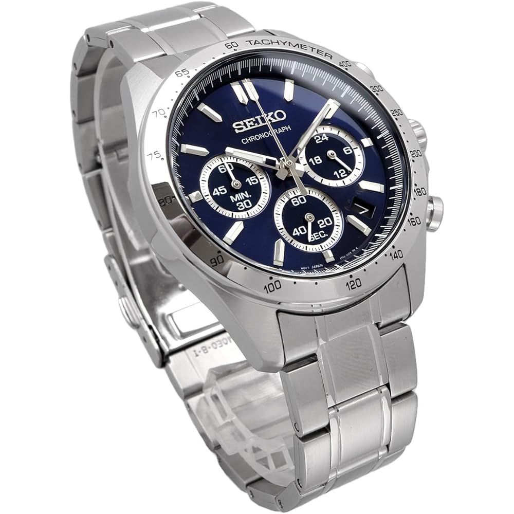 Мужские кварцевые часы Seiko с хронографом, синие, с измерением 1/5 секунды, водостойкие