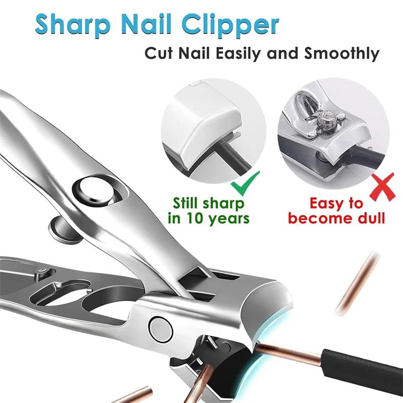 Stainless Steel Nail Clippers Wide Jaw Opening Sharp Blade with Nail File