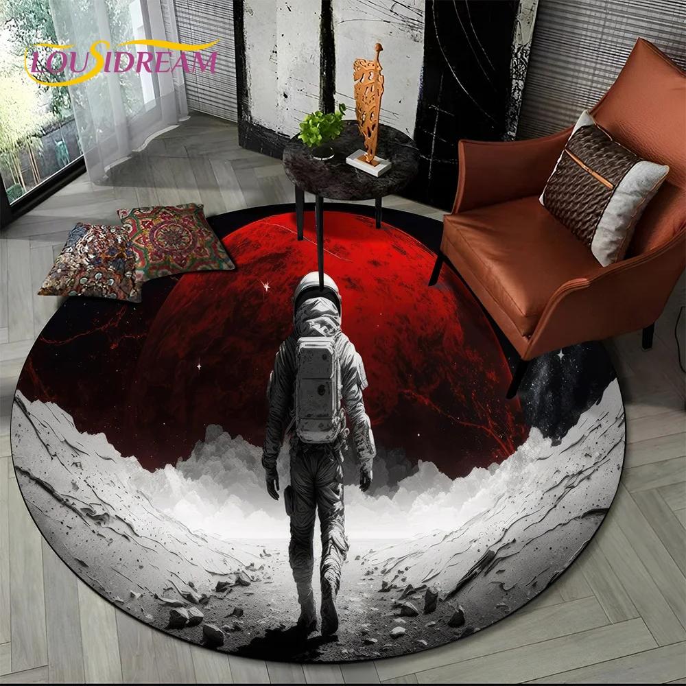 Ковер-круг мультяшный космонавт Вселенная 3D Космос для гостиной спальни детской комнаты, коврик для питомцев нескользящий