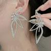 1Pair Light Luxury Exaggerated Zircon Flower Full Diamond Stud Earrings