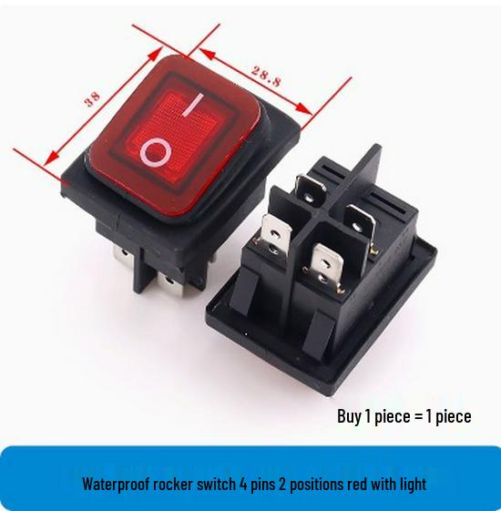 Waterproof 3-Position Rocker Switch KCD4, 4/6 Pins with Light, Anti-Collision Copper Pins, Boat-Style.