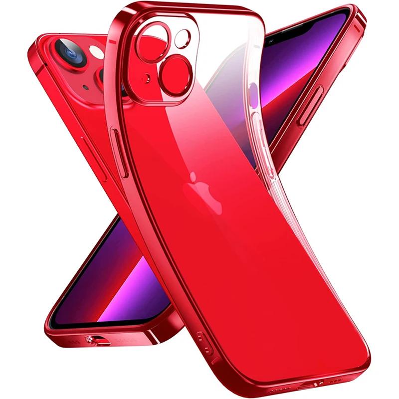 Роскошный силиконовый мягкий прозрачный чехол с покрытием для iPhone 15 14 Plus 13 12 Mini Pro Max противоударный ультра-ракушка прозрачный чехол из ТПУ