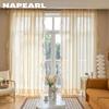 1 шт. NAPEARL Бежевая тюлевая французская ретро жаккардовая занавеска с оборками для гостиной, спальни, балкона, окна, домашний декор