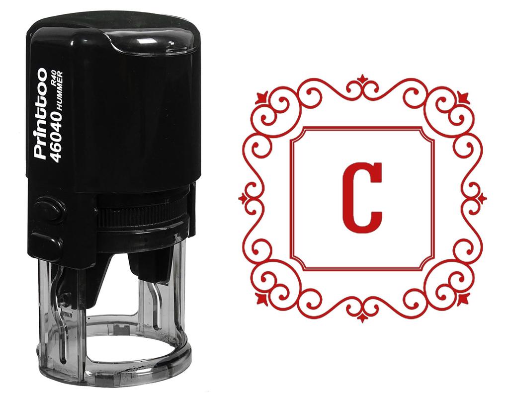 Printtoo Office Стационарный квадратный вихревой бордюр с буквой C Monogram Initial R-40 Self Inking Rubber
