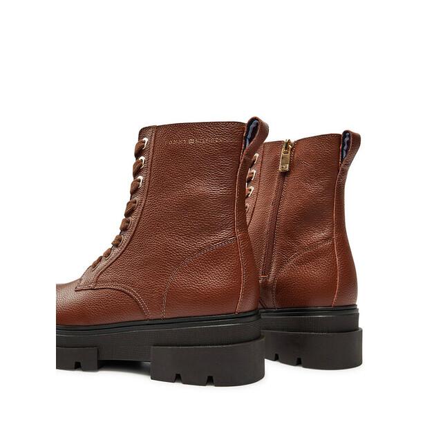 Двухцветные кожаные ботильоны на шнуровке Tommy Hilfiger FW0FW08160 коричневые