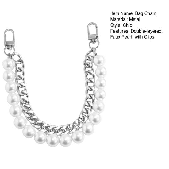 Ручки для сумок со сменными цепочками и зажимами, двухслойная искусственная жемчужина, толстая цепочка, декоративный ремень для сумки через плечо, съемная цепочка для сумок своими руками