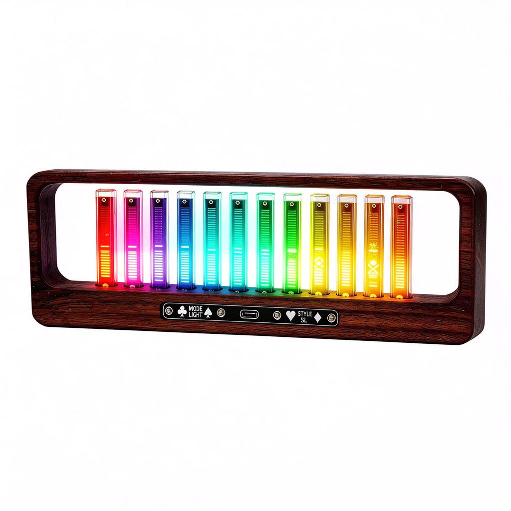 LED Music Spectrum Display High Sensitivity Home Audio Spectrum Analyzer Display with 12 LED Light Tubes Adjustable