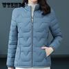 Женские зимние пуховые пальто, однотонные тонкие короткие ватные куртки, хлопковые пальто большого размера с воротником-стойкой на молнии