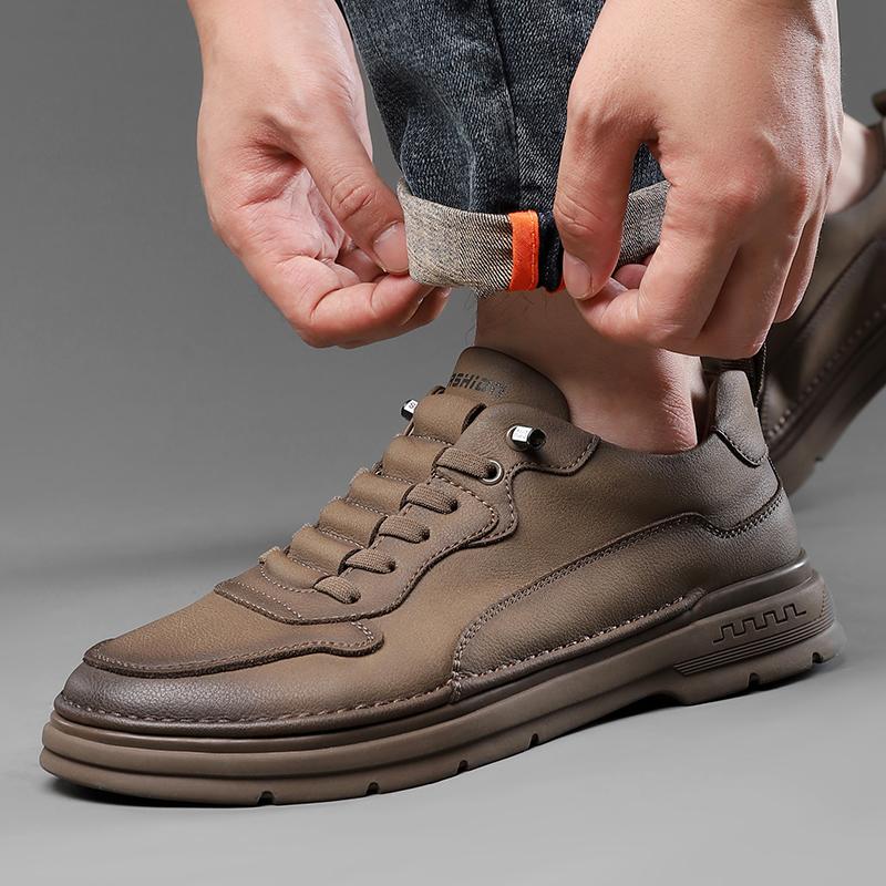 Модная повседневная мужская обувь из натуральной кожи Классический ретро-дизайн Стиль Досуг, прогулки на открытом воздухе и пеший туризм Повседневная деловая офисная обувь Горячая