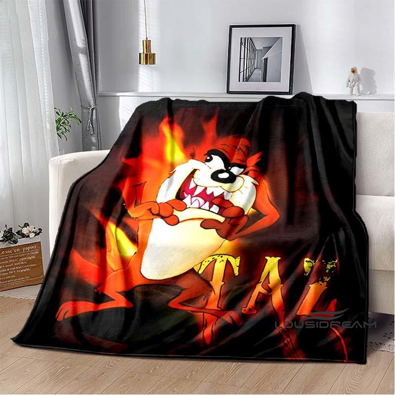Fun Cartoon Tasmanian Devil Warm and Cozy Flannel Blanket—Ideal for Bedrooms, Sofas, Beds, Seats, Picnics, and Travel
