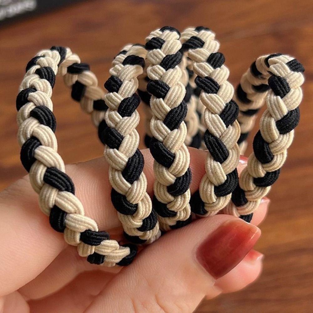5PSC Braided Hair Rope Nylon Hairband Simple Rubber Band Women Girl