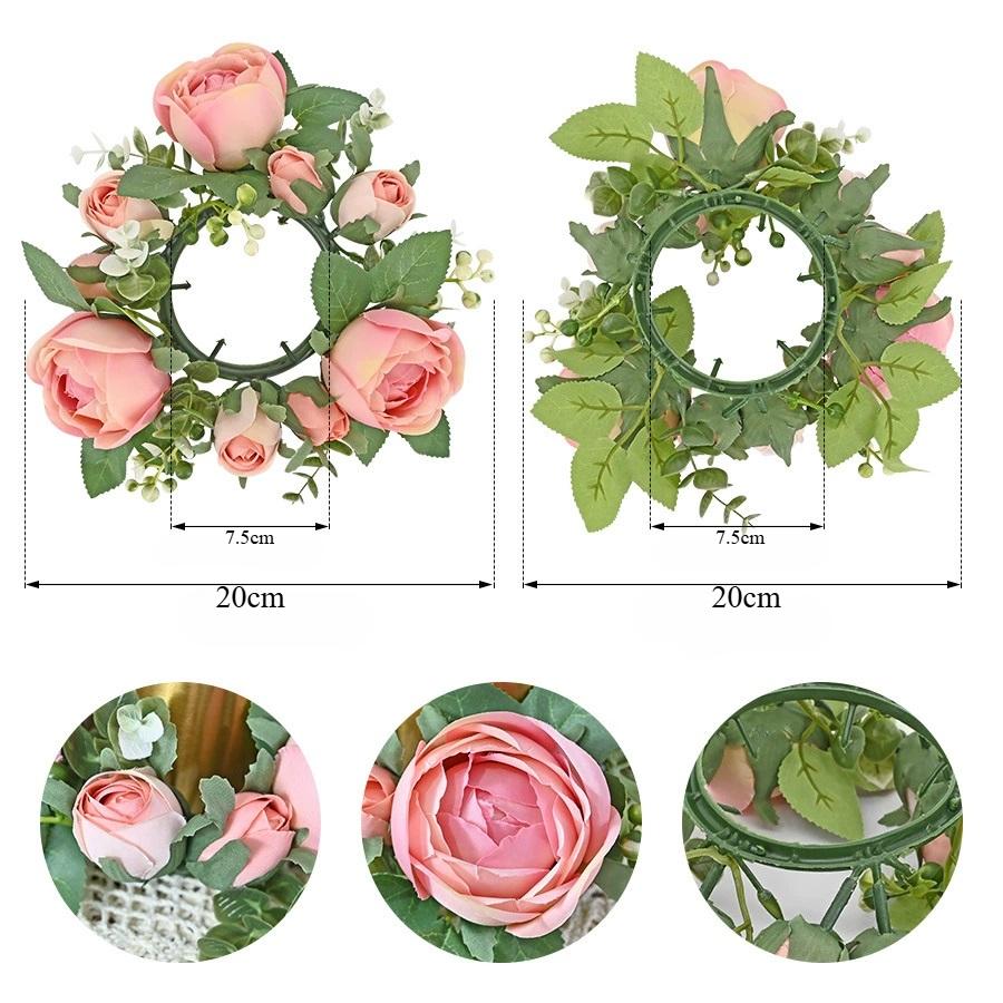 2 шт. Кольца для свечей на День святого Валентина, венок, кольцо для свечи, цветочная гирлянда, искусственные цветы, венки, украшение для стола, украшение для свадьбы, дома, фермы