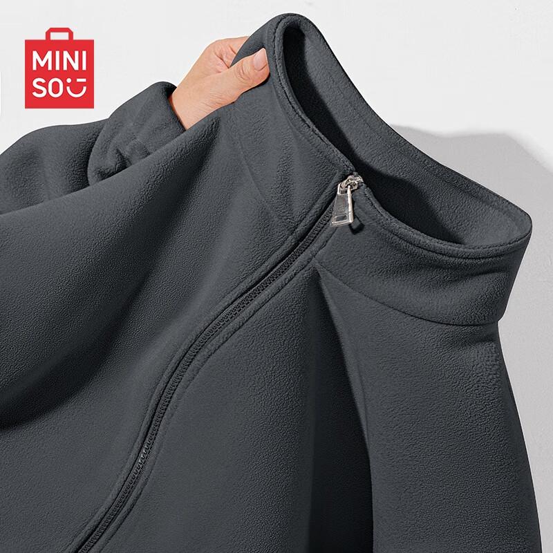 Мужской и парный флисовый свитшот Miniso в американском стиле на молнии до середины груди