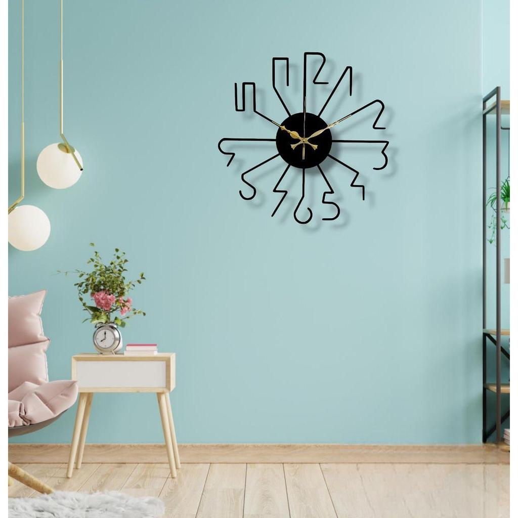 Дизайнерские металлические настенные часы для гостиной, спальни, офиса, кухни. Стильные аналоговые настенные часы, большого размера. (40 см) (Черный матовый)