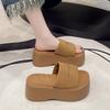 Модные новые летние женские шлепанцы на толстой подошве, шлепанцы, женские клиновидные каблуки, пляжная обувь, женские шлепанцы на высокой платформе, уличные сандалии 8 см