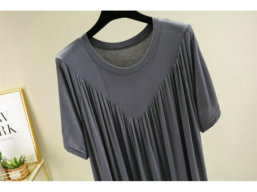 Женская ночная сорочка А-силуэта с плиссировкой больших размеров - Летняя модальная