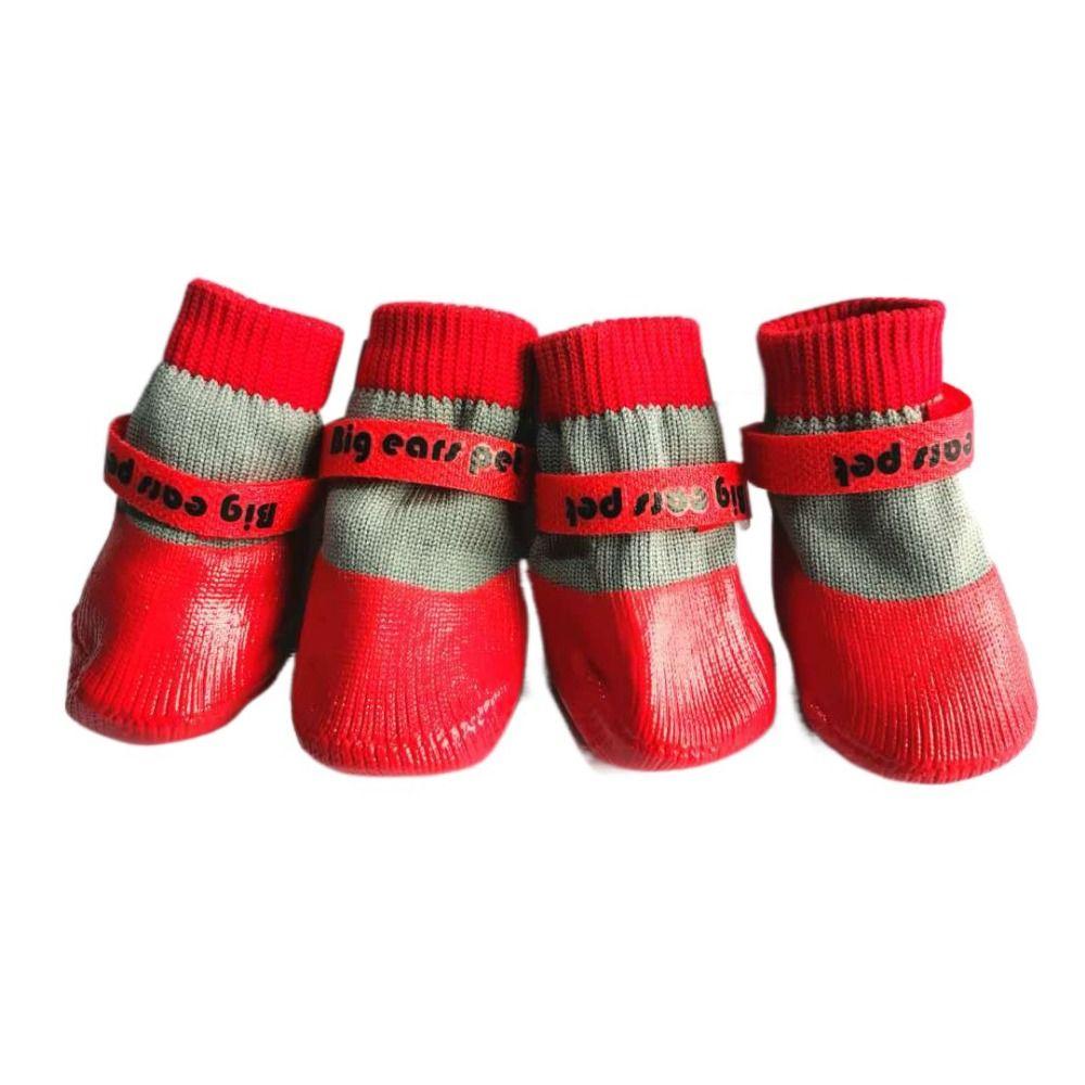 4pcs/set Warm Waterproof Puppy Socks Shoes Non-slip Puppy Scratch-proof Foot Covers Spring