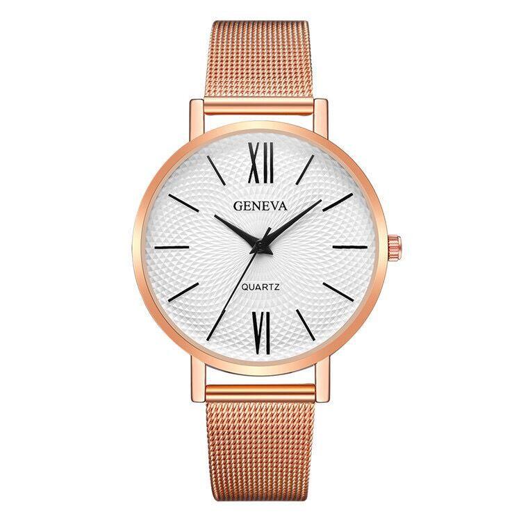 New Geneva Watch Women Black Watches Stainless Steel Mesh Band Quartz Wristwatches Casual Ladies Watches Cheap Price