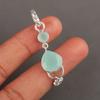 Aqua Chalcedony Gemstone 925 Sterling Silver Boho Jewelry Handmade Pendant 2.00" PP-5-15