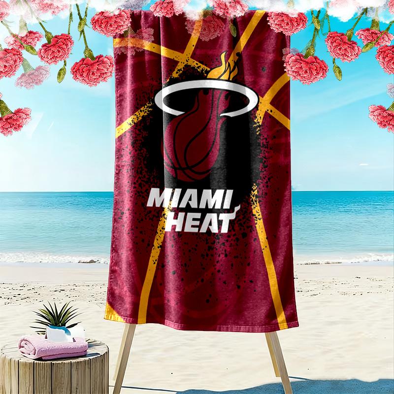 Пляжное полотенце с принтом Miami Heat, большое, мягкое, быстросохнущее, для пляжа, кемпинга, плавания