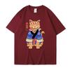 Japanese Harajuku Samurai Sword Cat T-Shirt Men Women Casual Tee Clothes Cotton Summer Tops Breathable T-Shirts