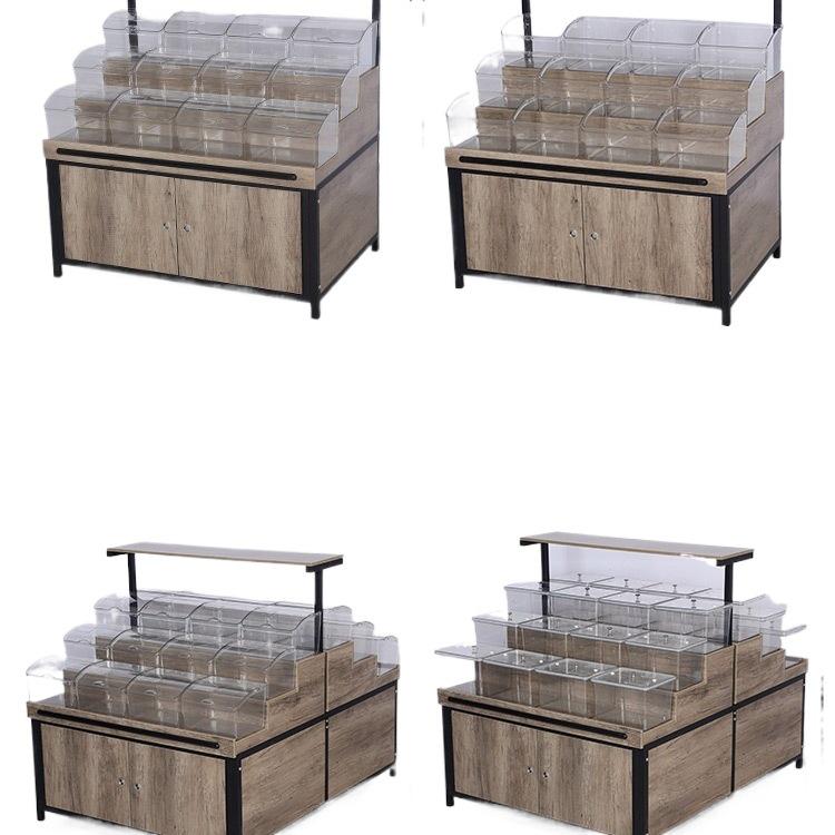 Supermarket Multi-Layer Detachable Display Rack for Bulk Dried Fruits, Grains, Candy, and Biscuits.