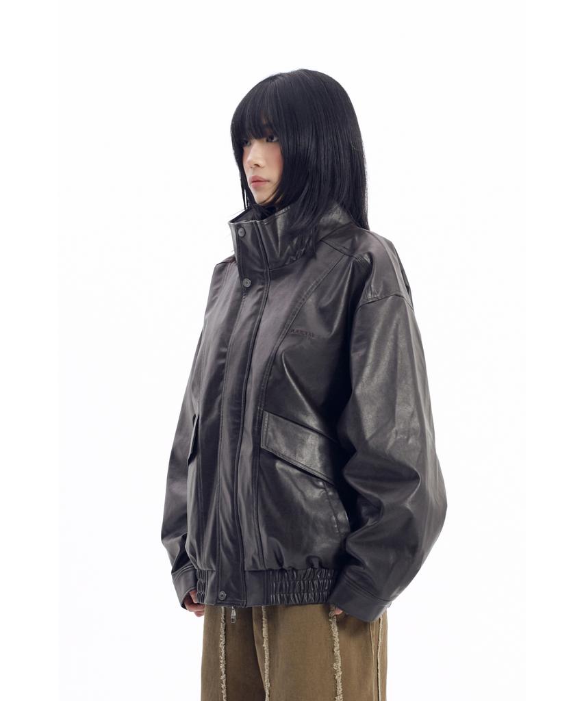 Aakam Dad Leather Jacket (Brown)