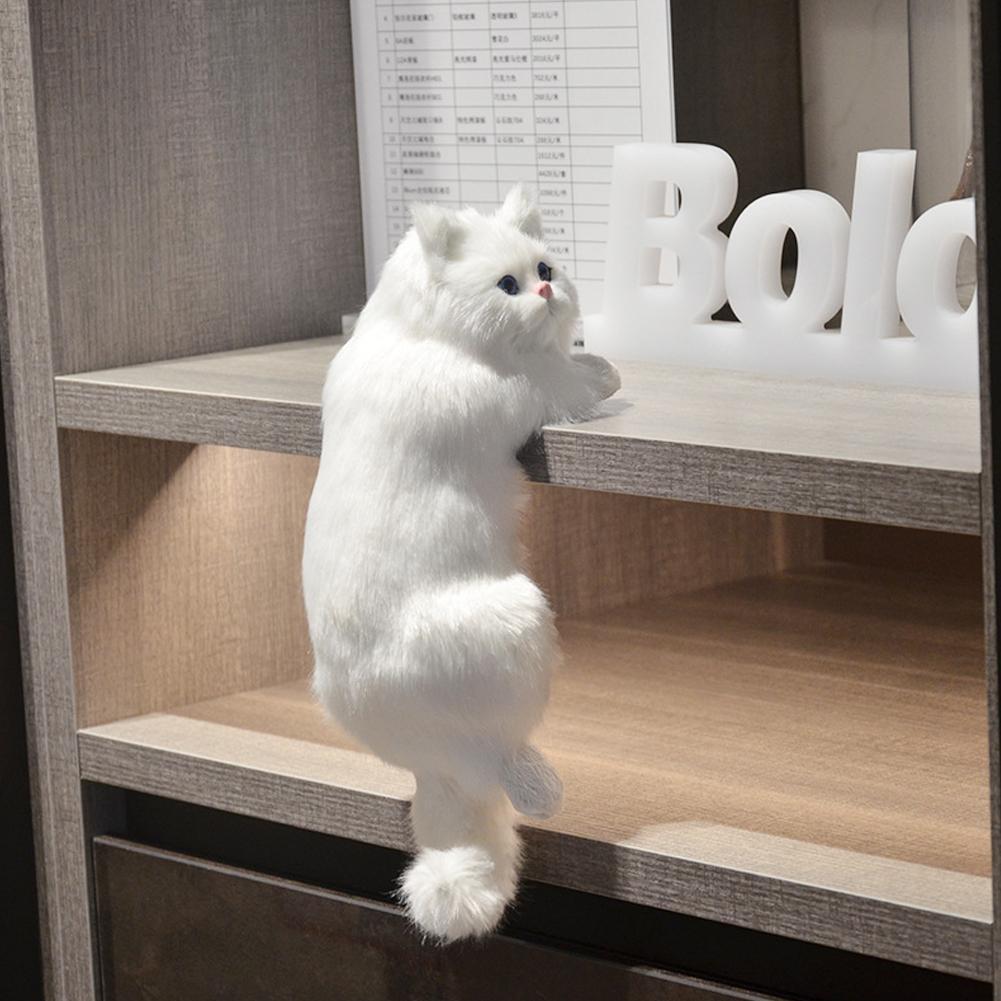 Милые плюшевые игрушки-симуляции кошек, украшения, мягкие игрушки, фигурки животных, настольные кошки, подвесные котята, телевизор, реалистичные пушистые игрушки для шкафа, декоративная фигурка O6M3