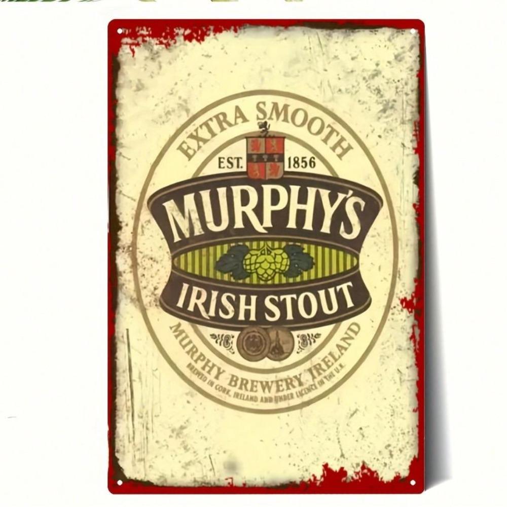 Металлическое Настенное Искусство, Винтажная Жестяная Вывеска Паб-Бар Murphy's Irish Stout Ретро Постер 8x12 Дюймов